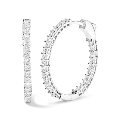 14K Princess Cut Diamond Hoop Earrings - Solstik
