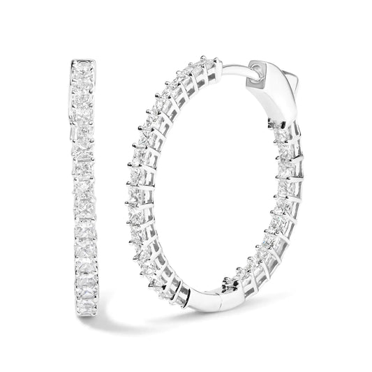 14K Princess Cut Diamond Hoop Earrings - Solstik