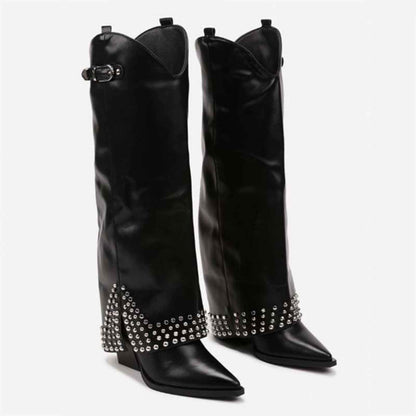 Women's Frosted Rivet Pantyhose Boots