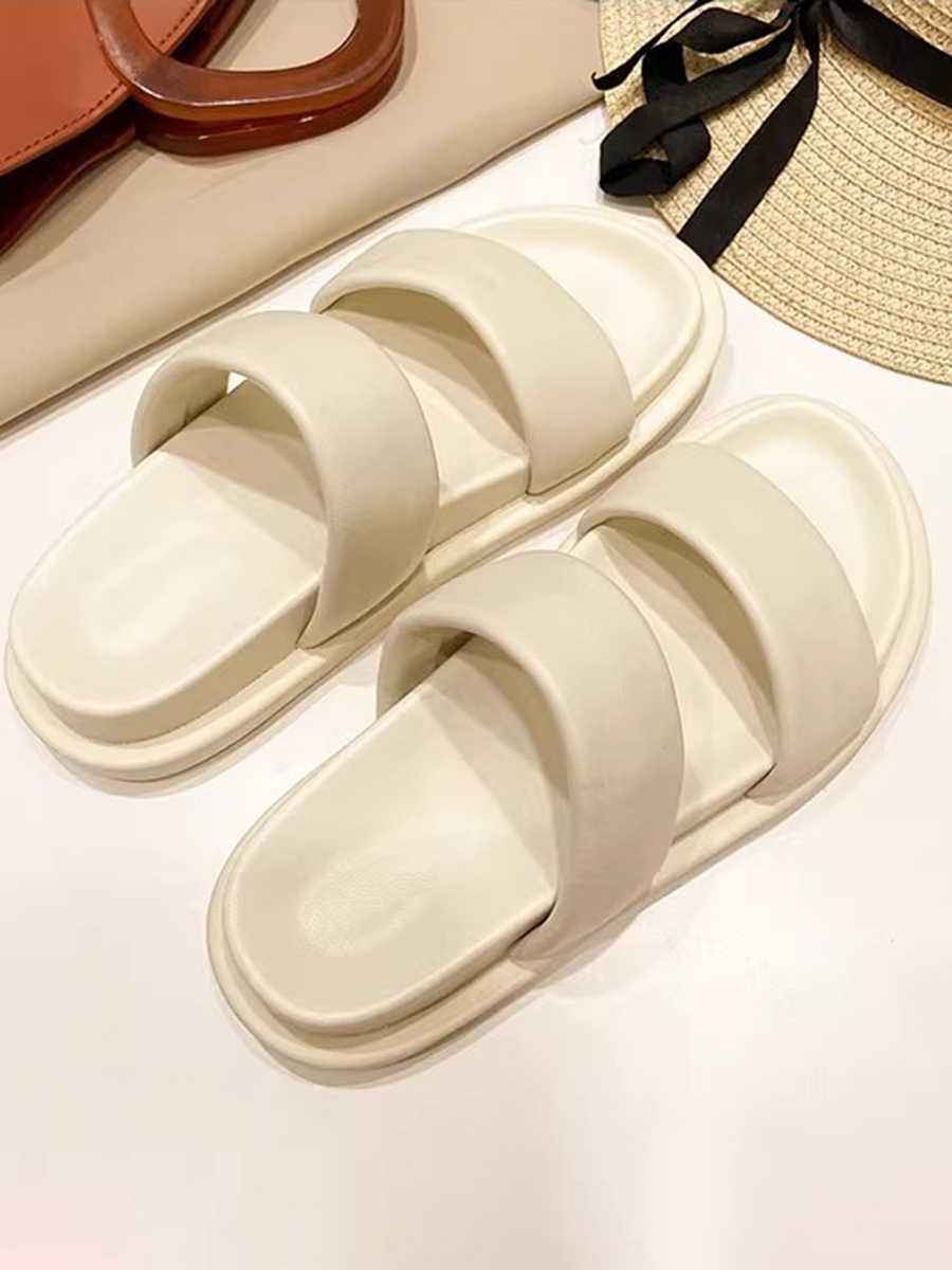 Genuine Leather Candy-colored Flat Slippers