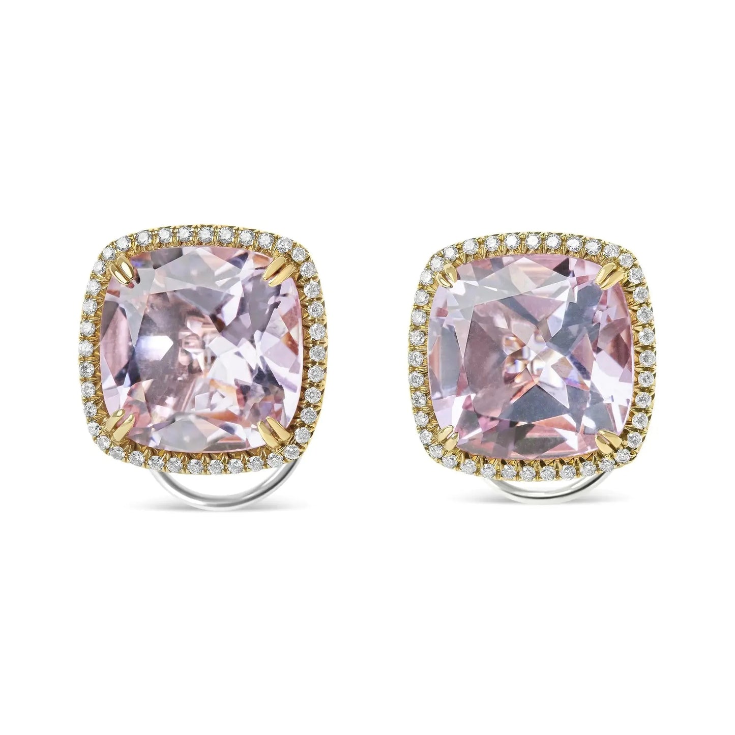 Dual-Tone 18K Gold Diamond & Pink Amethyst Studs - Solstik