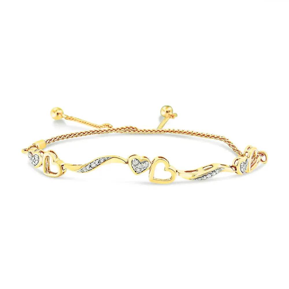 14K Gold Plated Silver Diamond Infinity Heart Bolo Bracelet - Solstik