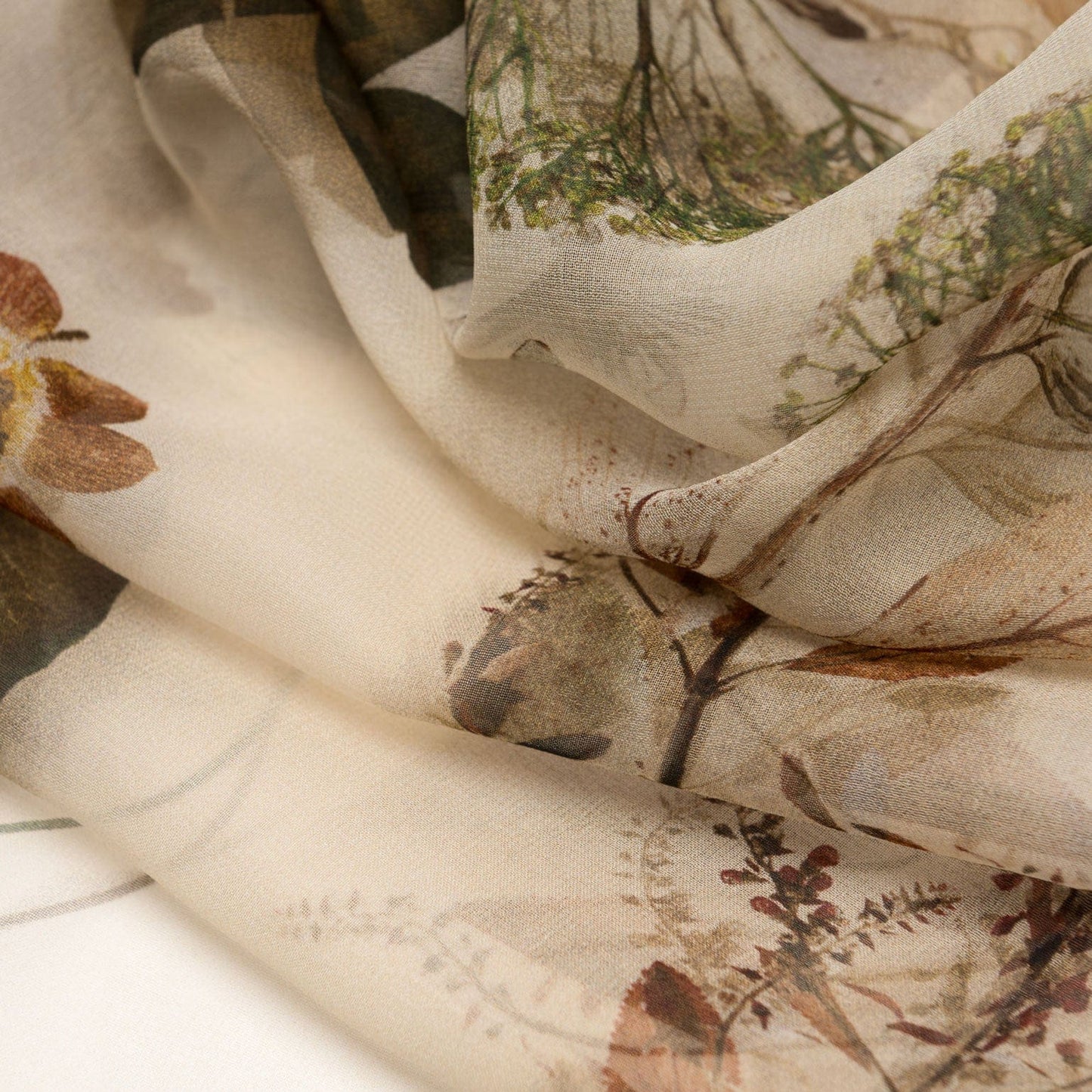 Botanica - Long Silk Scarf - Beige - Solstik