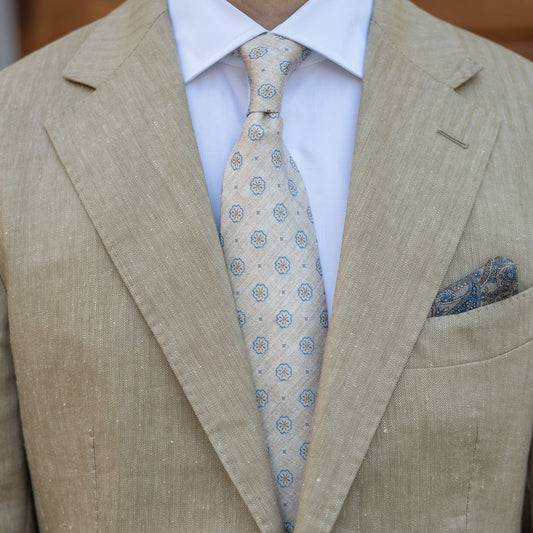 Antinori - Printed Silk Tie - Beige - Solstik
