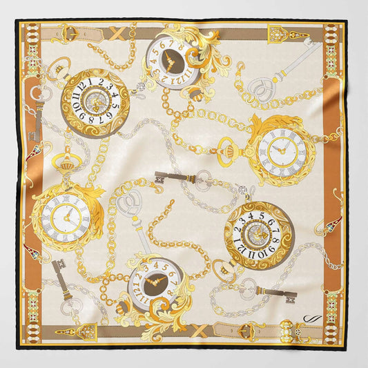 Like Clockwork - Silk Pocket Square - Beige - Solstik
