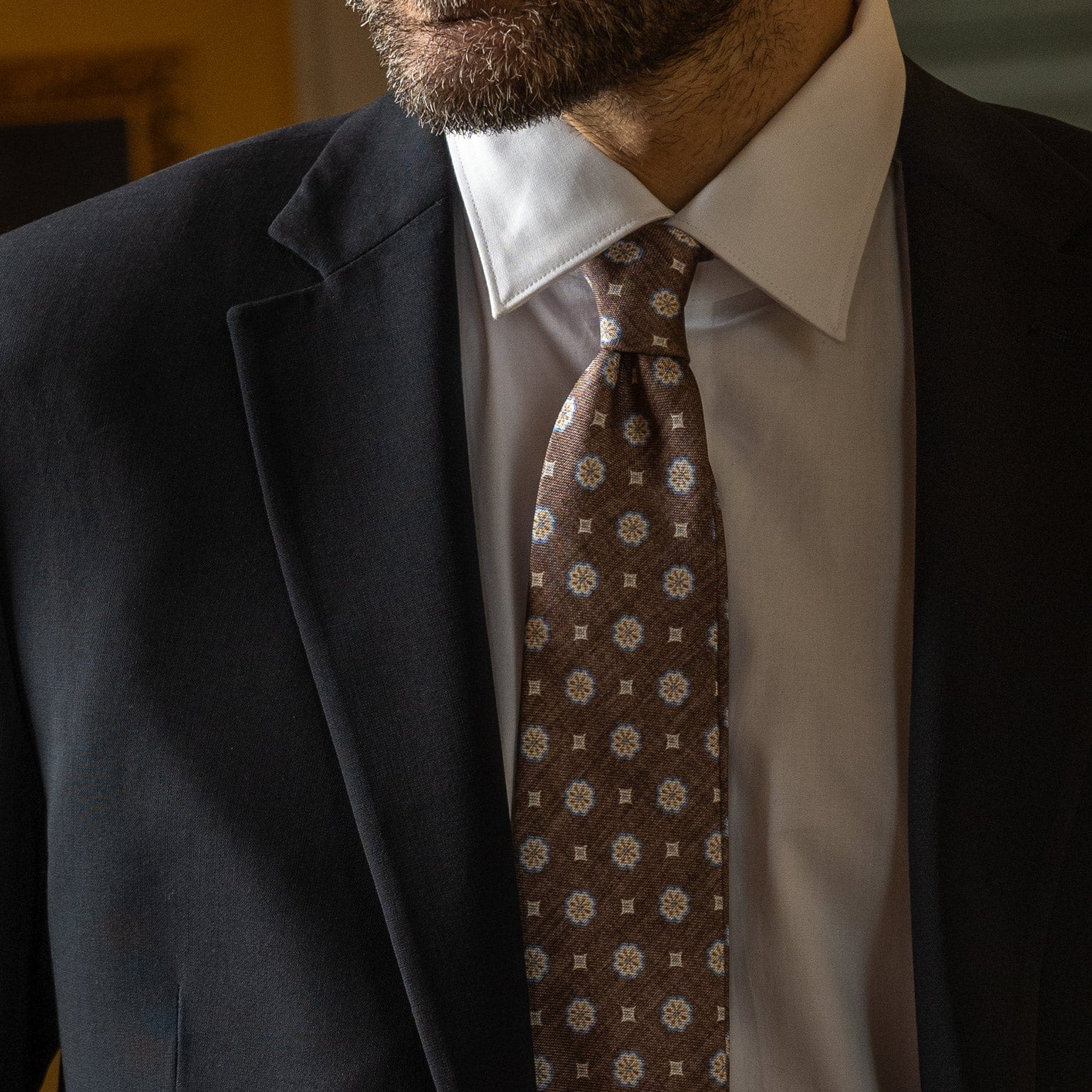 Antinori - Printed Silk Tie - Brown - Solstik