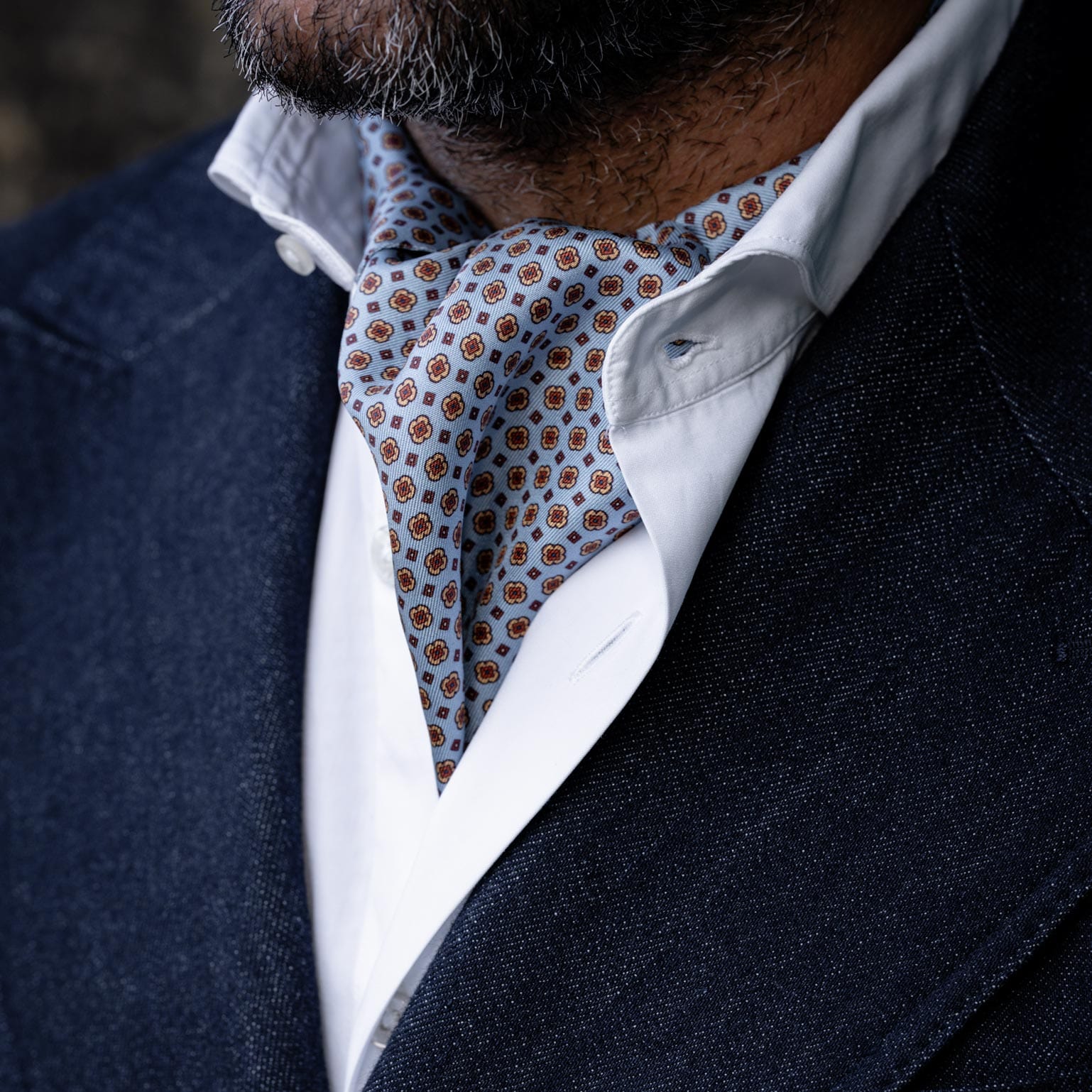 Navona - Silk Ascot Cravat Tie - Azure - Solstik