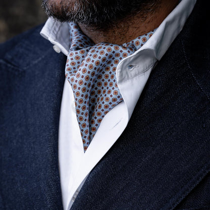 Navona - Silk Ascot Cravat Tie - Azure - Solstik