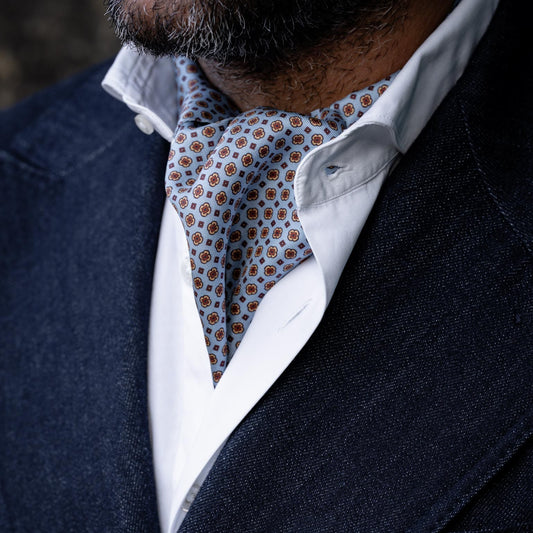 Navona - Silk Ascot Cravat Tie - Azure - Solstik