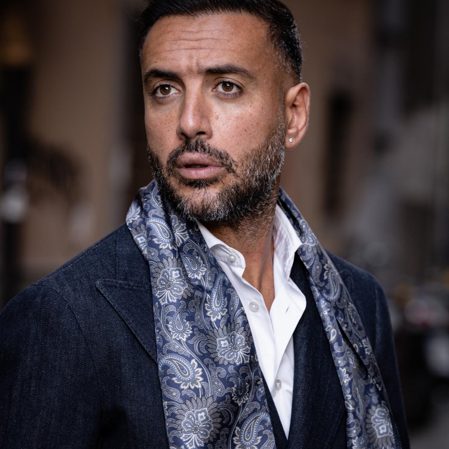 Pasquino - Reversible Silk Scarf - Navy - Solstik