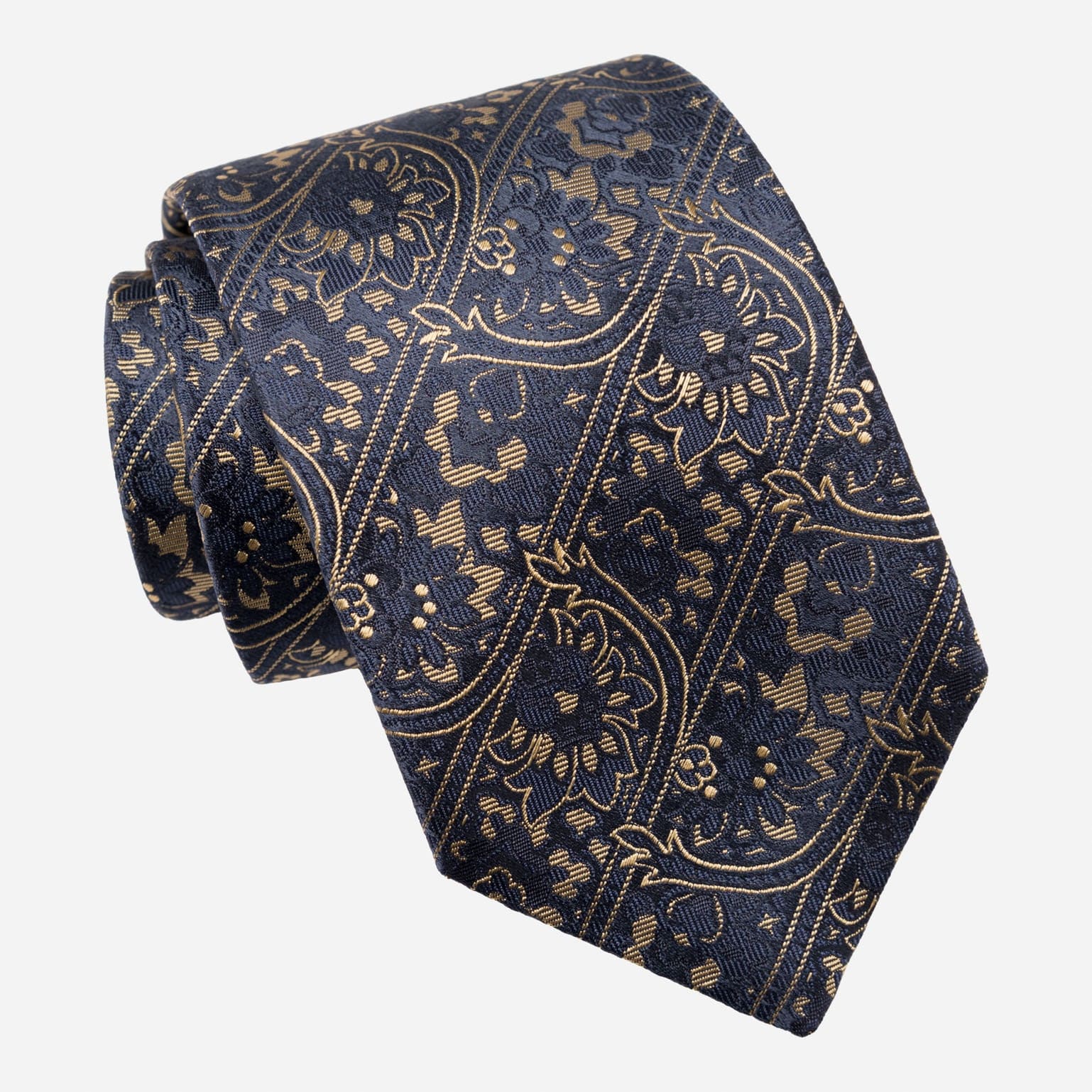 Caruso - Silk Jacquard Tie - Midnight Blue - Solstik