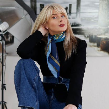 Gabriella - Silk Foulard - Azure - Solstik