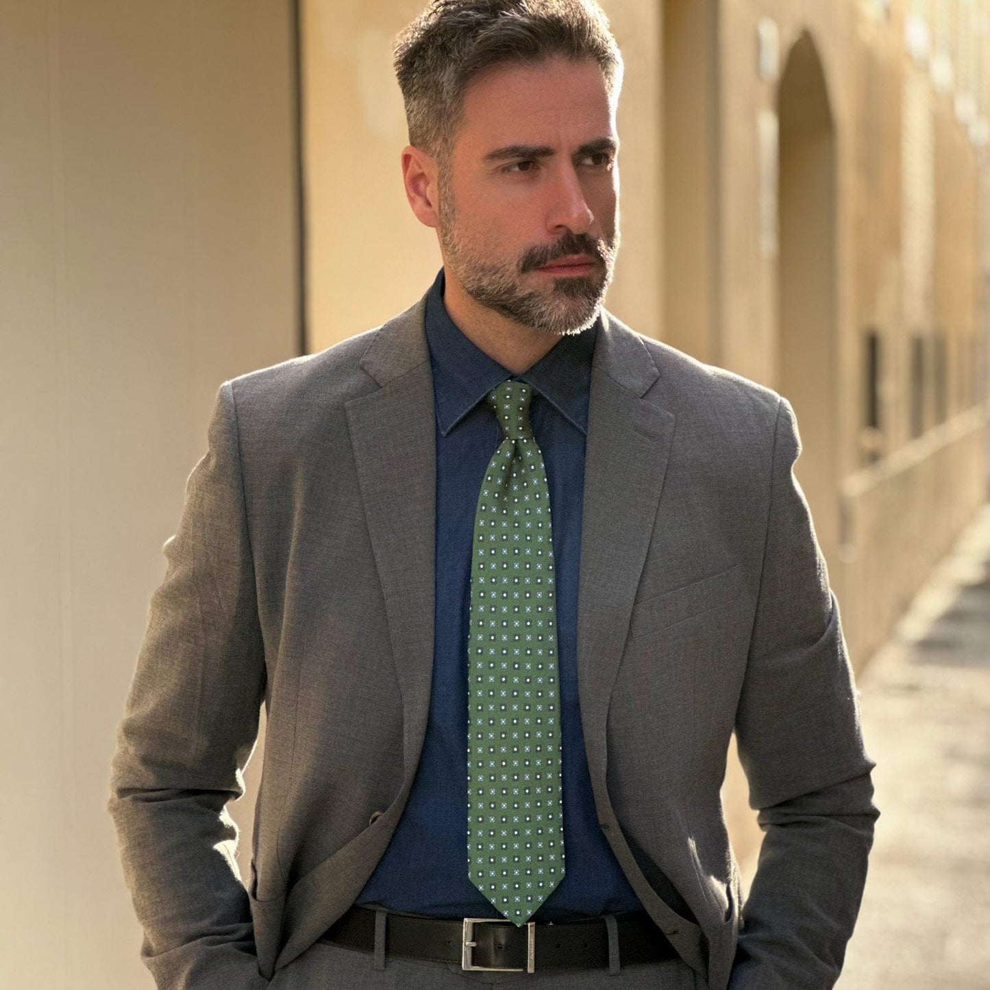 Siracusa - Printed Silk Tie - Green - Solstik
