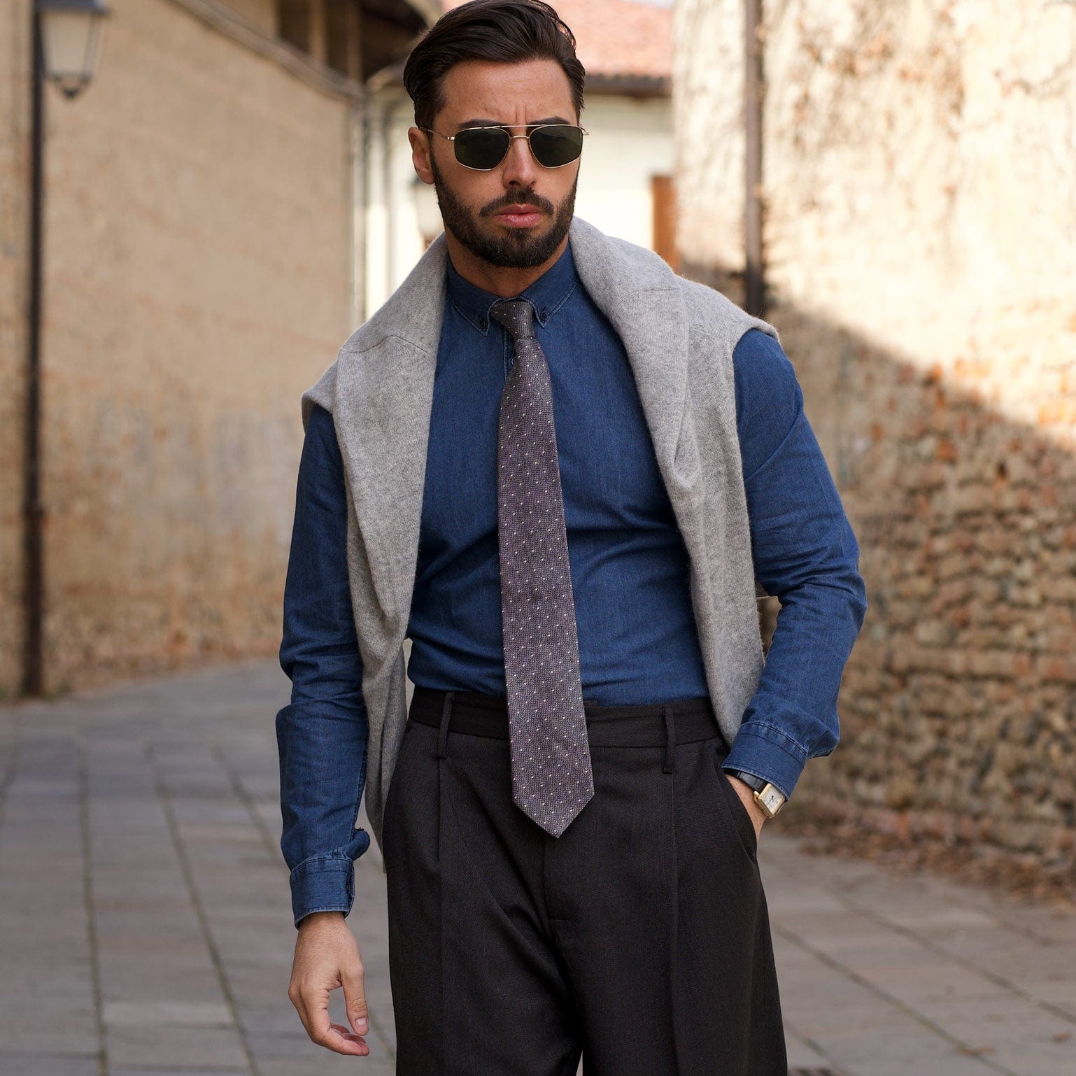 Mattei - Silk Grenadine Tie - Grey - Solstik