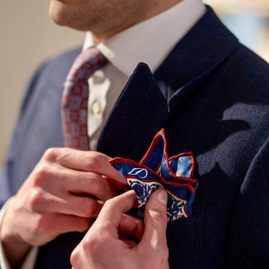 Ibiza - Silk Pocket Square - Blue & Pink - Solstik