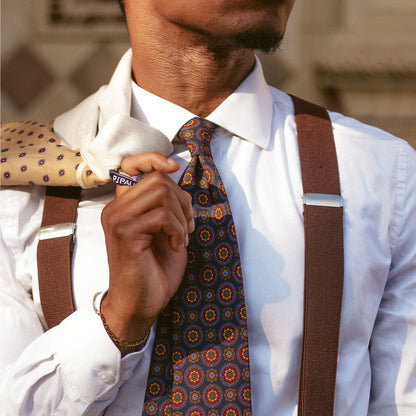 La Vigna - Printed Wool & Silk Tie - Navy - Solstik
