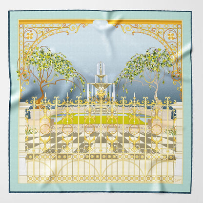 Garden of Dreams - Silk Foulard - Aqua - Solstik