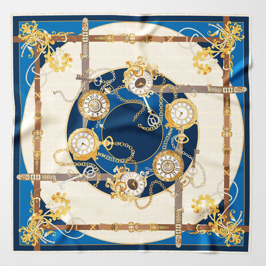 Moment in Time - Silk Foulard - Blue - Solstik