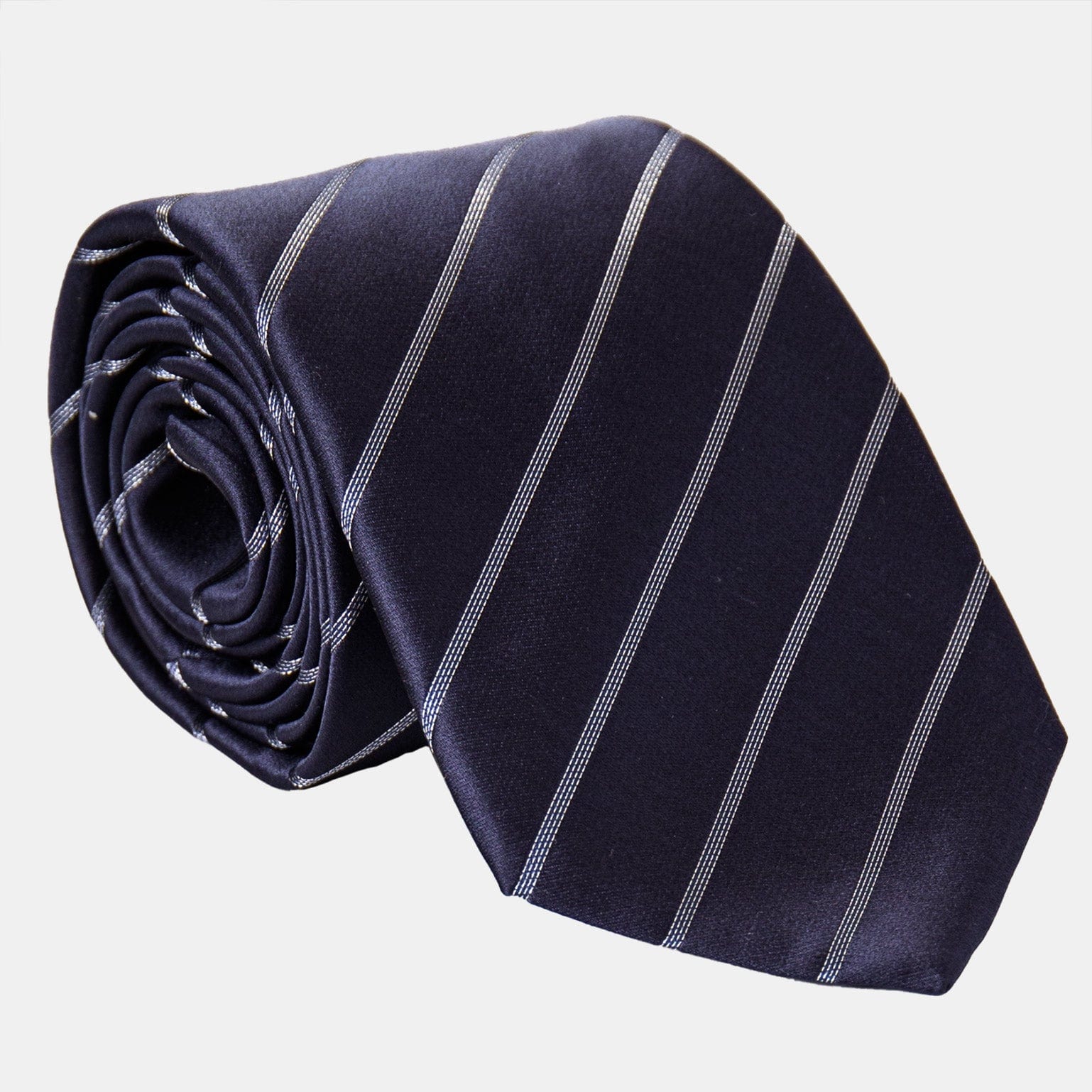 Esino - Silk Jacquard Tie - Midnight Blue and Silver - Solstik