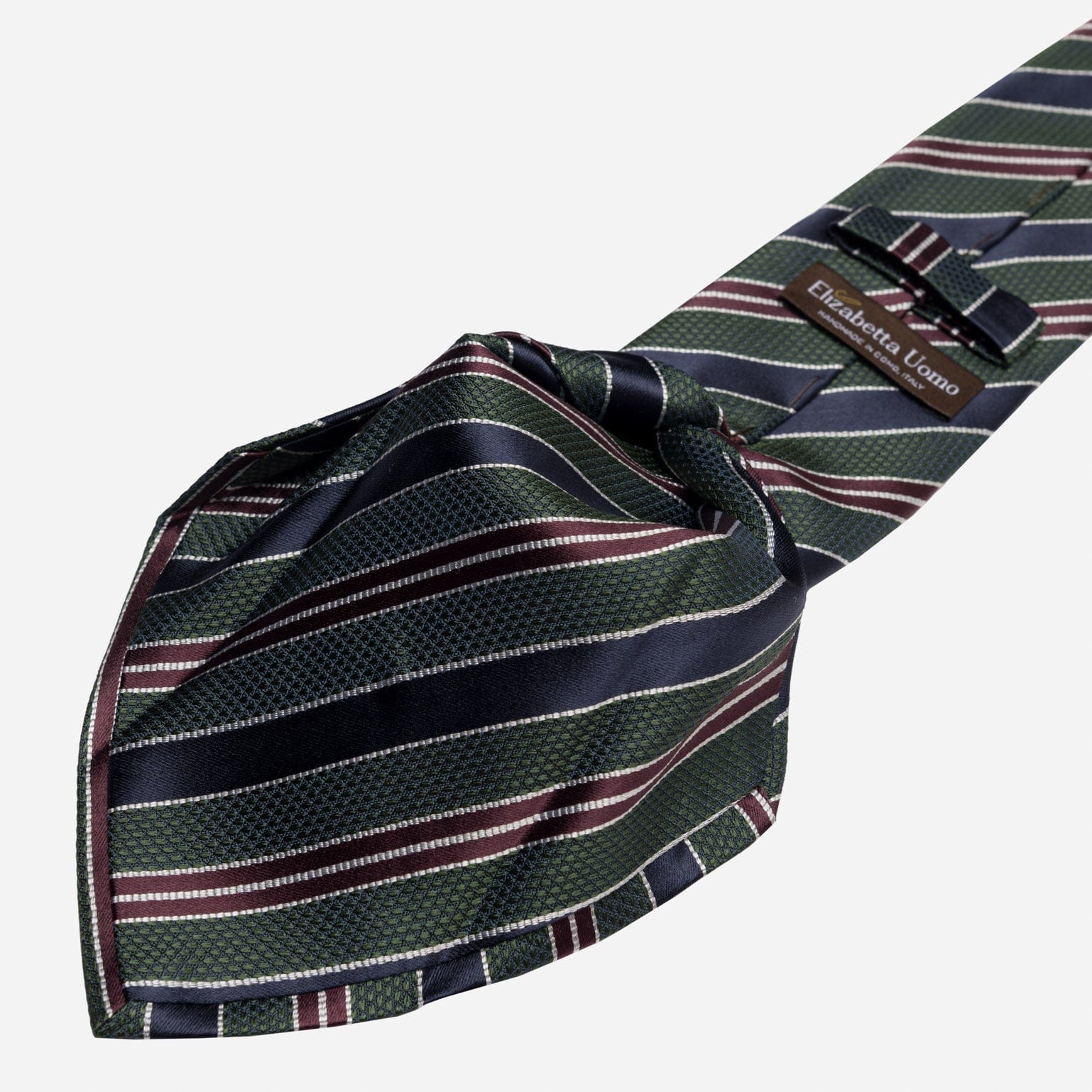 Vesuvio - Silk Jacquard Tie - Green and Navy - Solstik