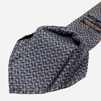 Palio - Printed Silk Tie - Navy - Solstik