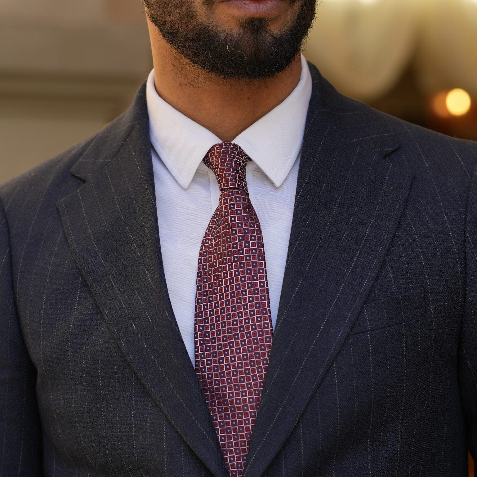 Ravenna - Silk Jacquard Tie - Burgundy - Solstik
