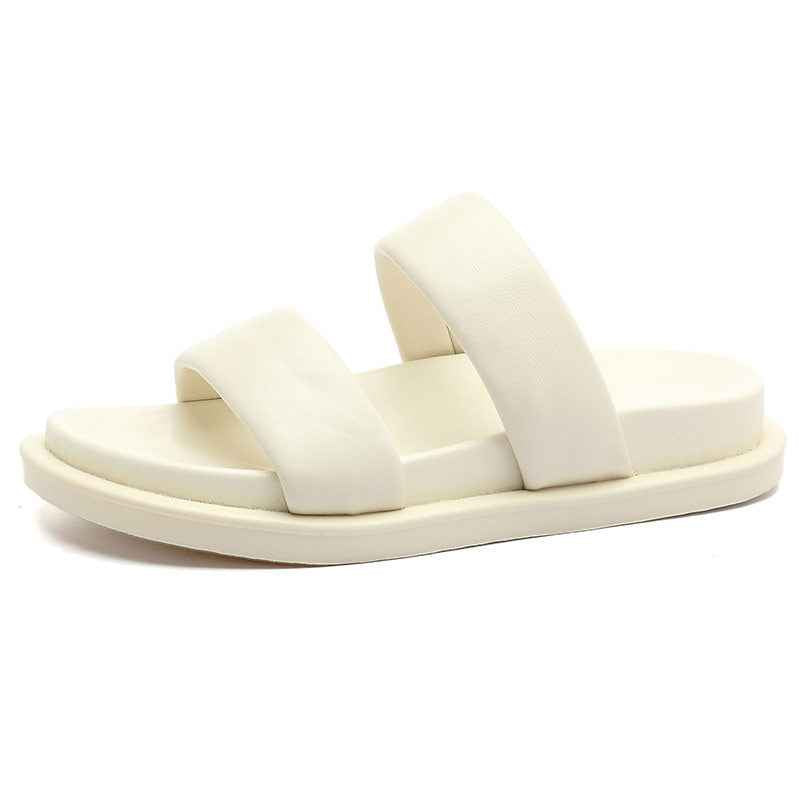 Genuine Leather Candy-colored Flat Slippers