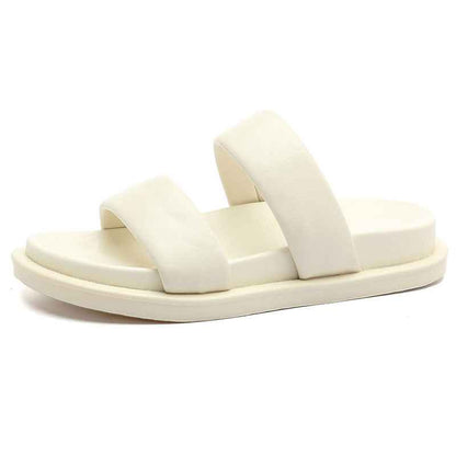 Genuine Leather Candy-colored Flat Slippers
