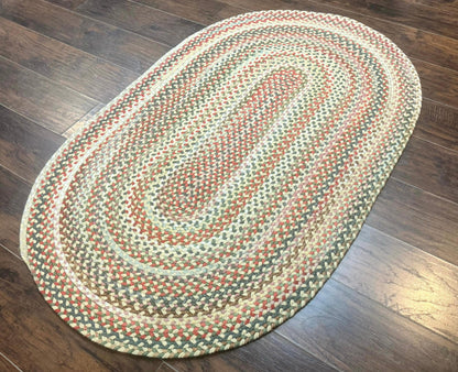 Braided American Oval Rug 3x5, Multicolor, Hand Braided
