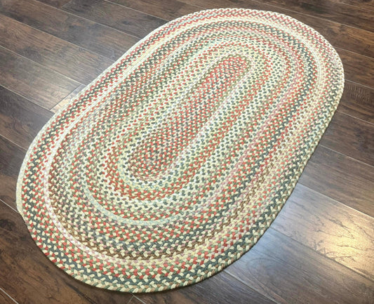 Braided American Oval Rug 3x5, Multicolor, Hand Braided