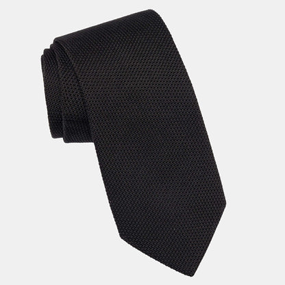 Nero - Black Silk Grenadine Tie - Solstik