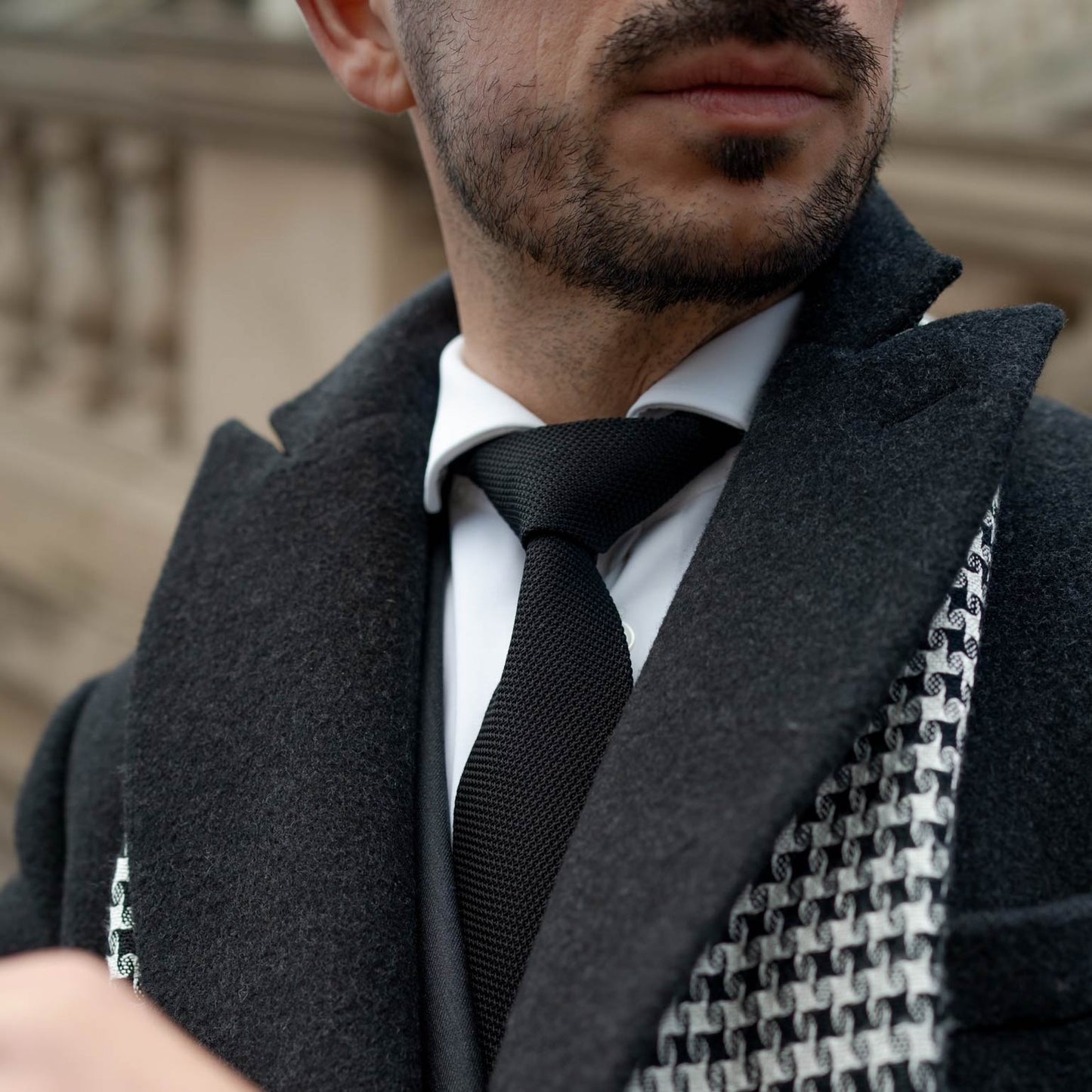 Nero - Black Silk Grenadine Tie - Solstik