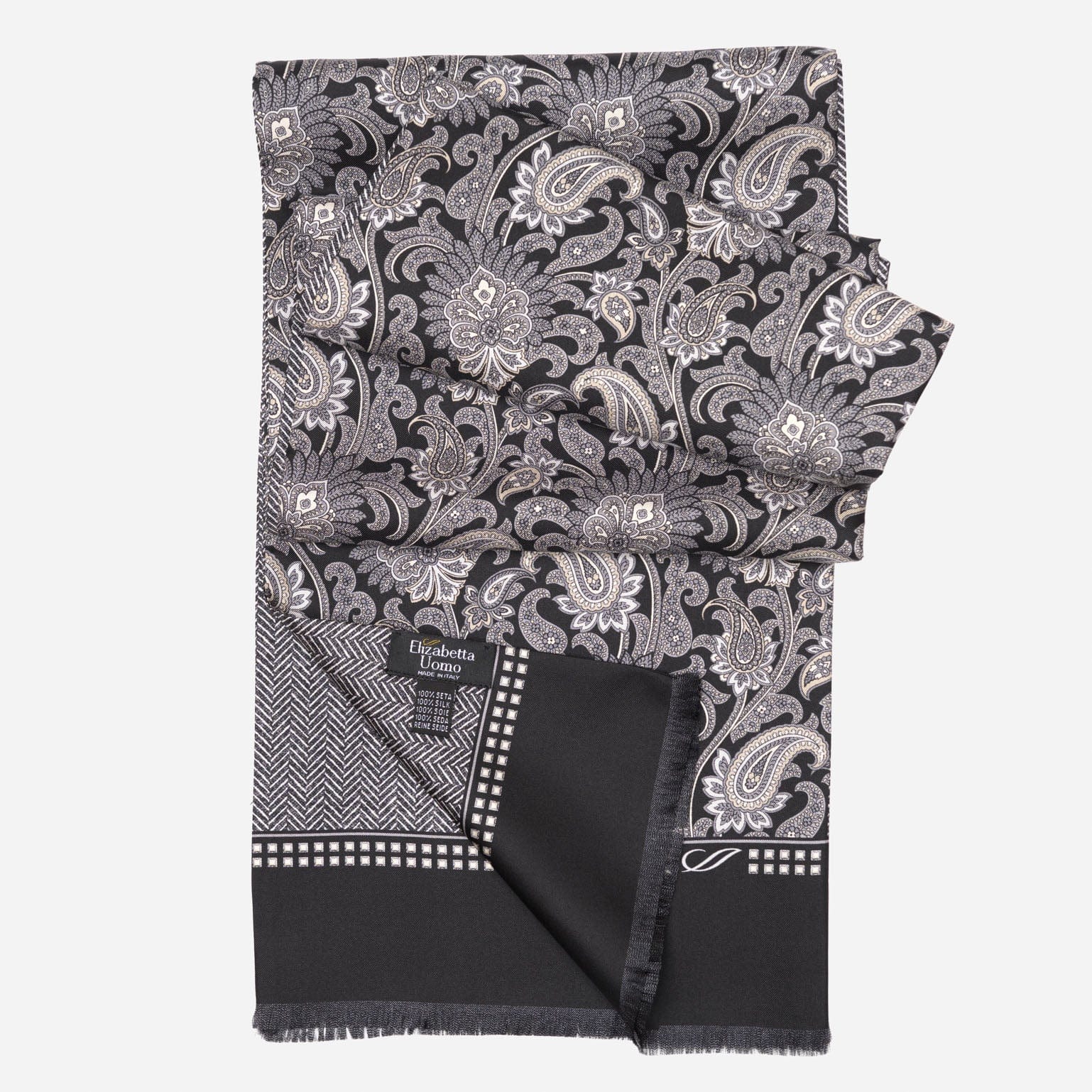 Pasquino - Reversible Silk Scarf - Black - Solstik