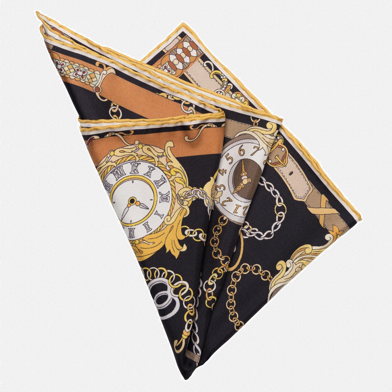 Like Clockwork - Silk Pocket Square - Black - Solstik