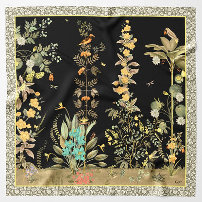 Fantasia - Silk Foulard - Black - Solstik