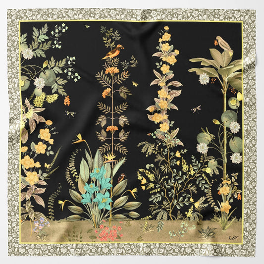 Fantasia - Silk Foulard - Black - Solstik