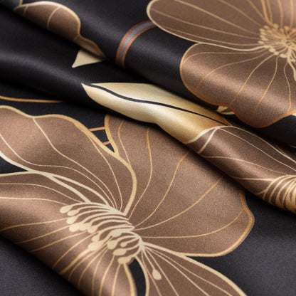 Laura - Silk Scarf Shawl - Black - Solstik