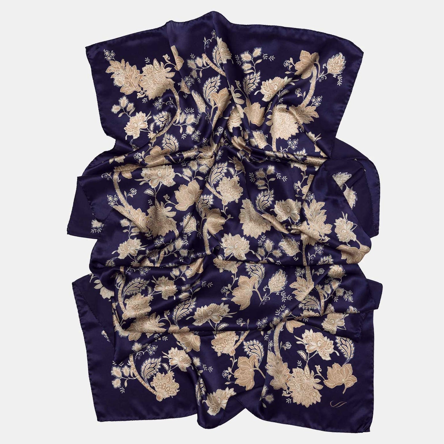 Esmeralda - Silk Scarf Shawl - Midnight Blue & Gold - Solstik