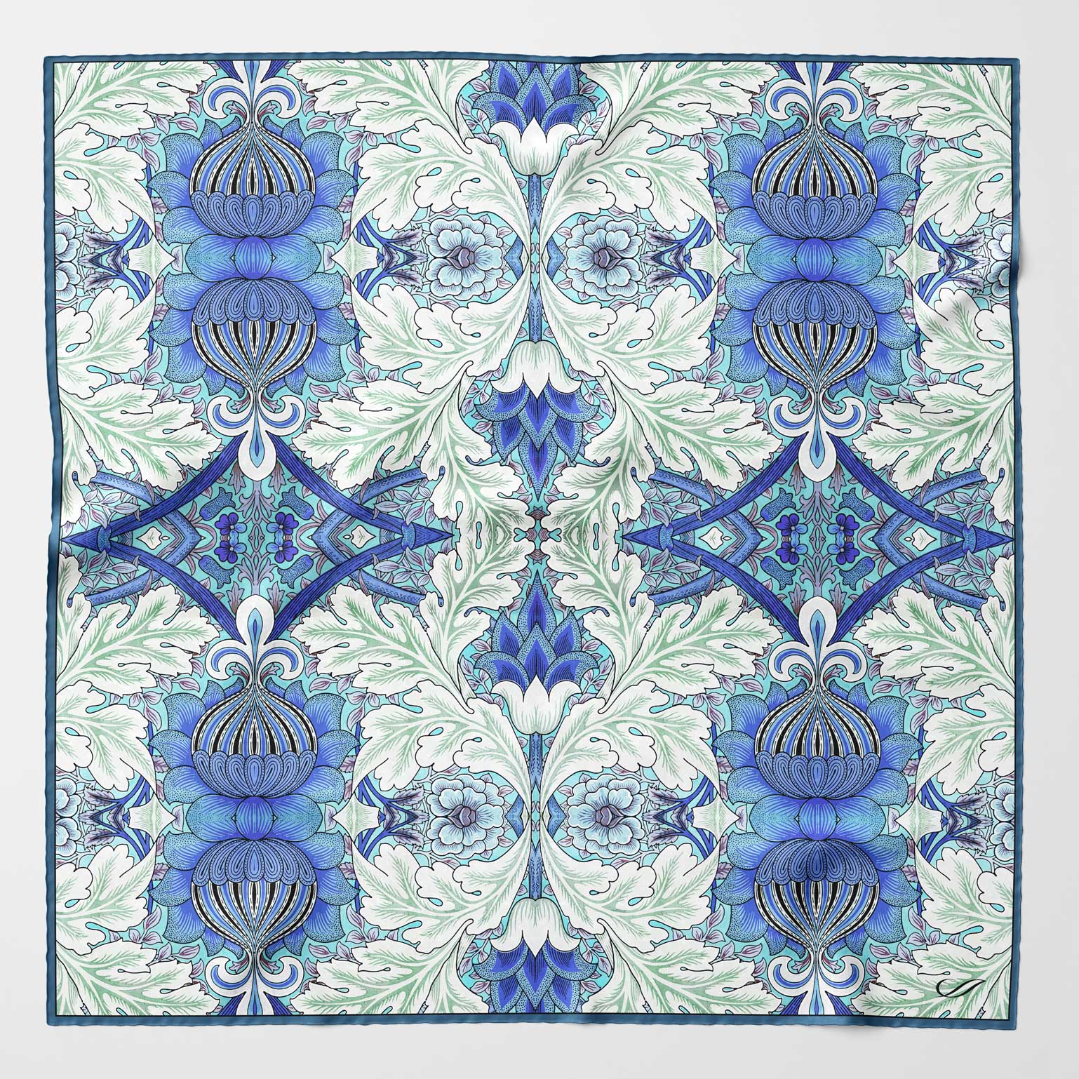 Londra - Silk Pocket Square - Blue and Mint - Solstik