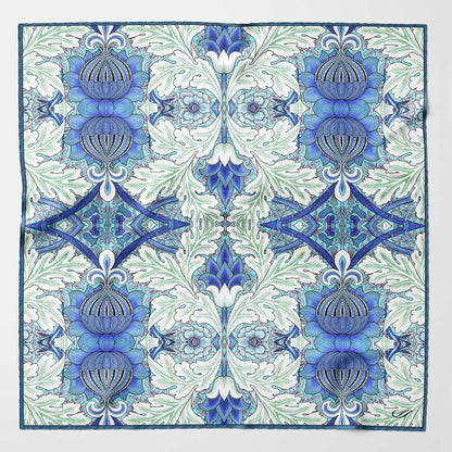Londra - Silk Pocket Square - Blue and Mint - Solstik