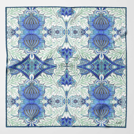 Londra - Silk Pocket Square - Blue and Mint - Solstik