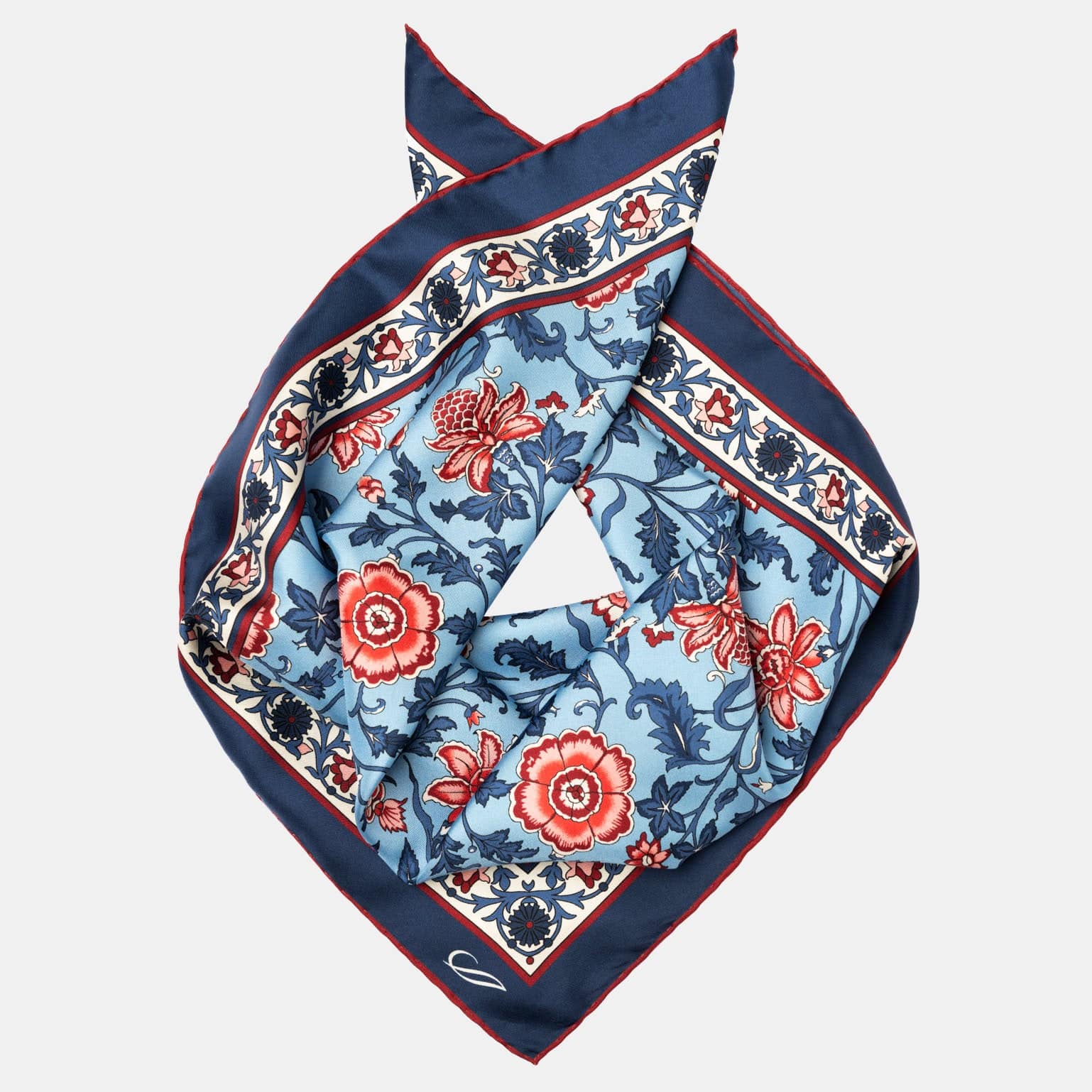 Carrara - Silk Neckerchief - Blue & Pink - Solstik