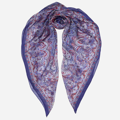 Helena - Silk Scarf Shawl - Red White and Blue - Solstik