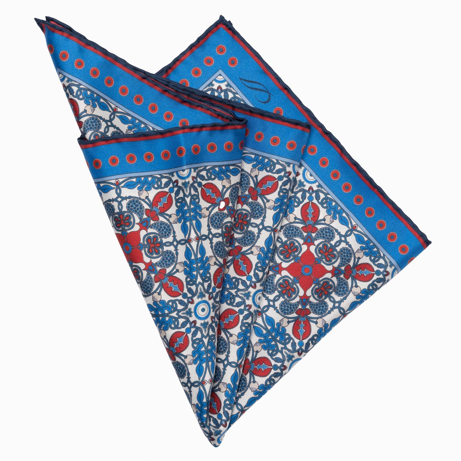 Nebbiolo - Silk Pocket Square - Blue and Red - Solstik