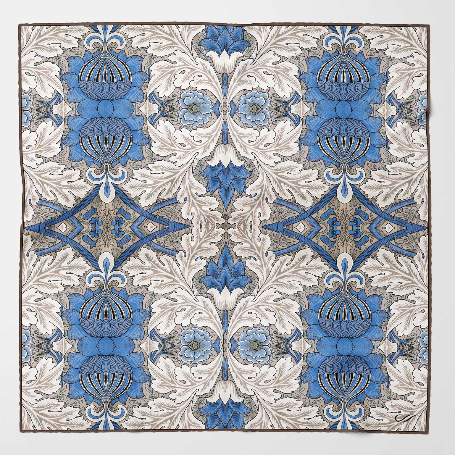 Londra - Silk Pocket Square - Blue and Tan - Solstik