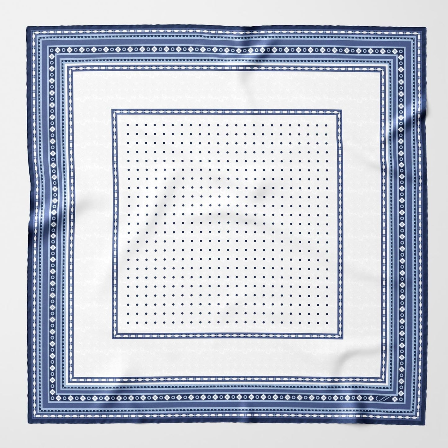 Verona - Silk Neckerchief - White & Blue - Solstik
