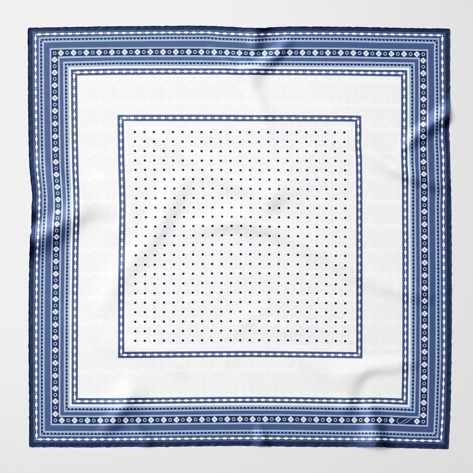 Verona - Silk Neckerchief - White & Blue - Solstik