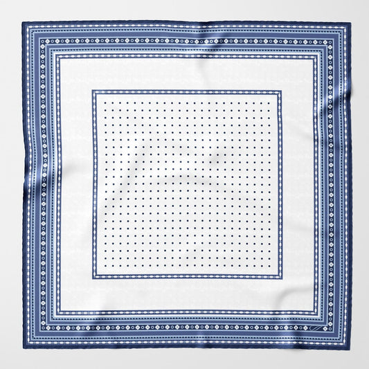 Verona - Silk Neckerchief - White & Blue - Solstik
