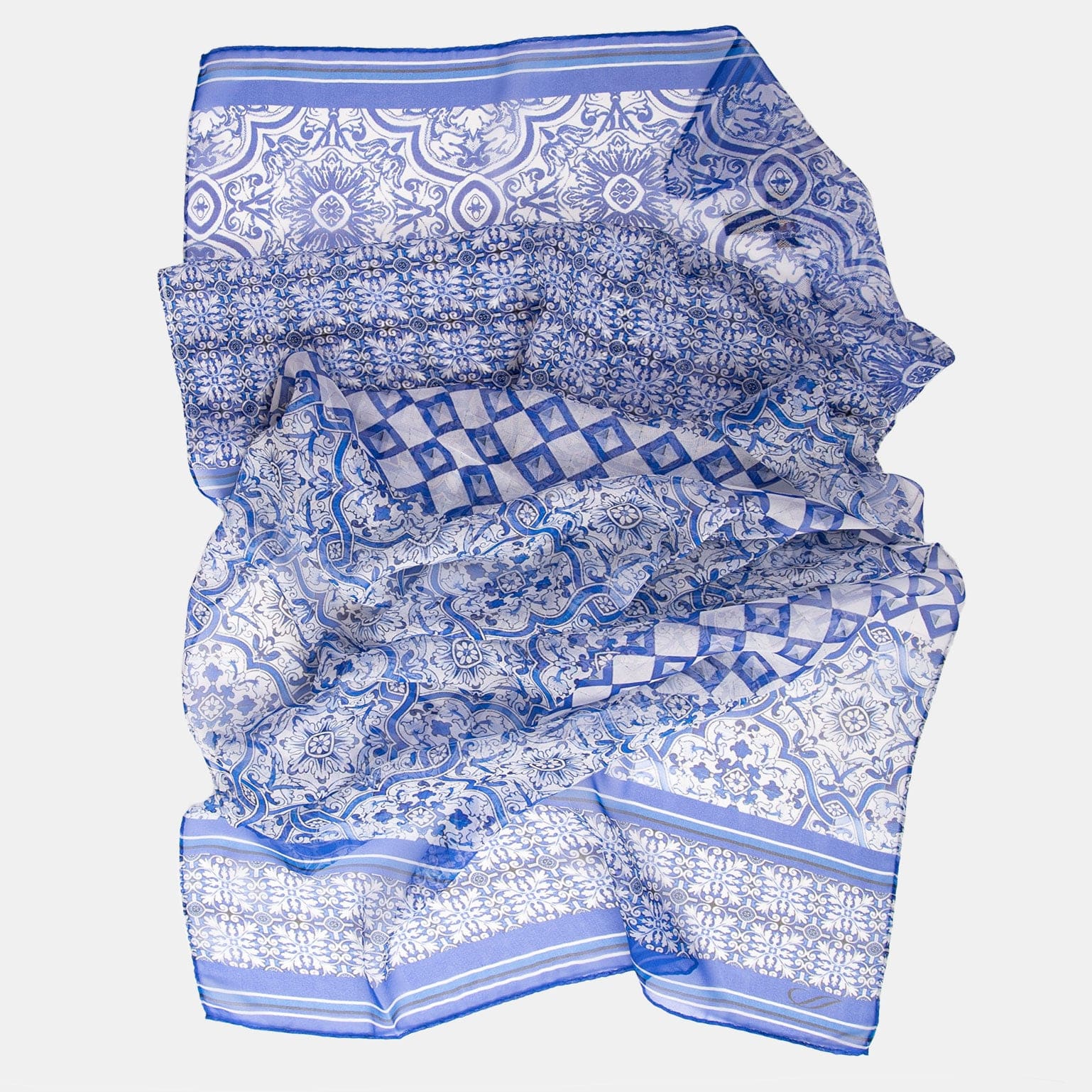 Miramar - Long Silk Scarf - Blue - Solstik