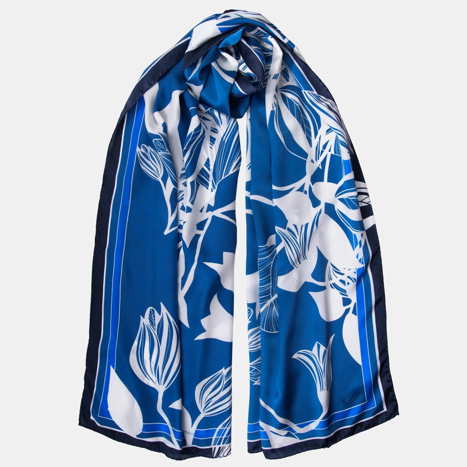 Cara - Silk Scarf Shawl - Blue - Solstik